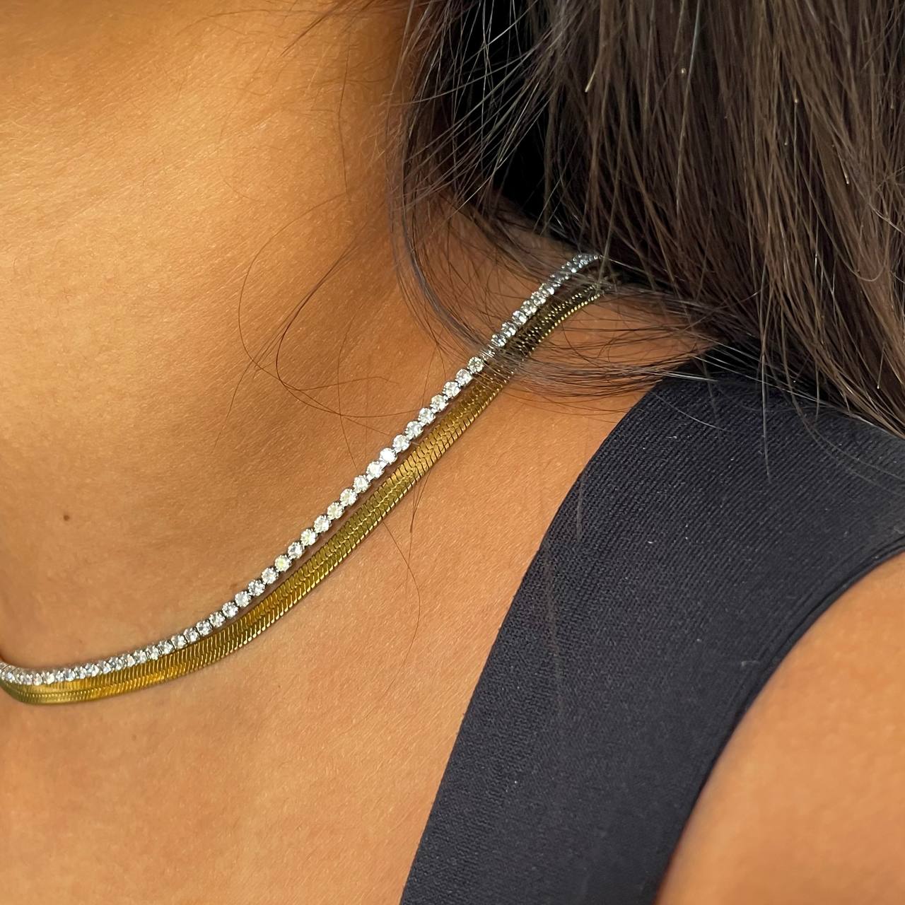 Thin Diamonds Necklace In Silver