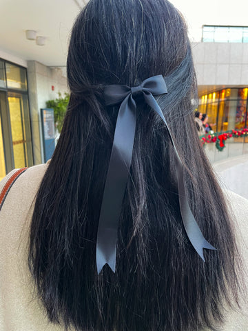Black Satin Hair Bow