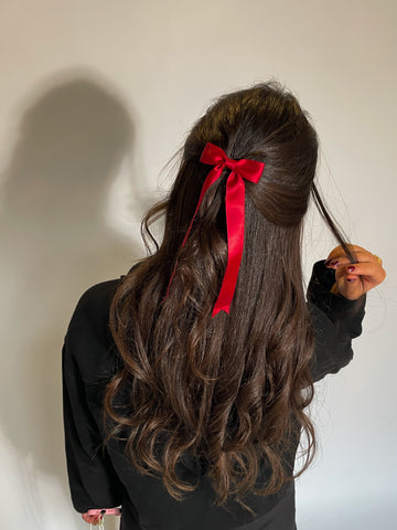 Red Satin Hair Bow
